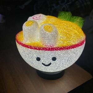 RI One Ramen Bowl Sparkle Lamp Light Cute Face NIB 7.5” Decor Night Light